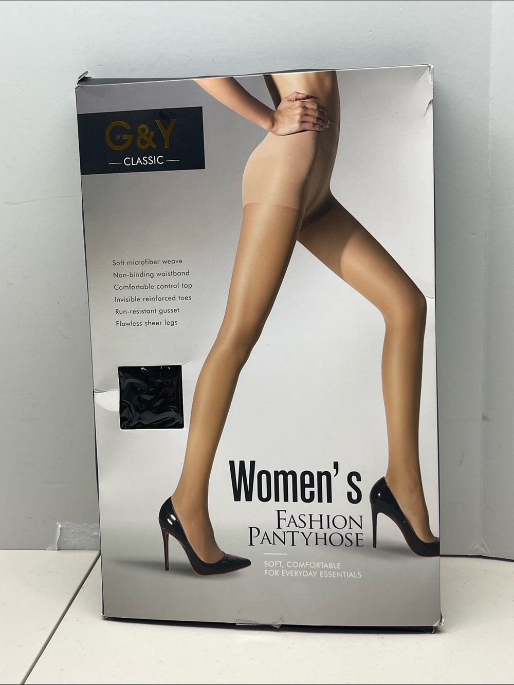 Women's Fashion Pantyhouse G&Y 3 Pairs Sheer Tights With Reinforced Toes Black S
